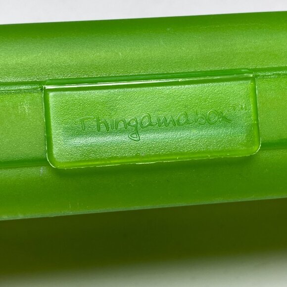 Green Thingamabox Pencil School Box Geometric Texture Lid USA Made - Picture 2 of 14